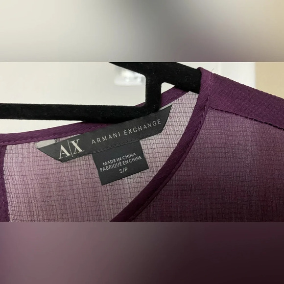 Armani Exchange Purple Crossover Blouse Long Sleeve Top Size SP - Picture 7 of 12